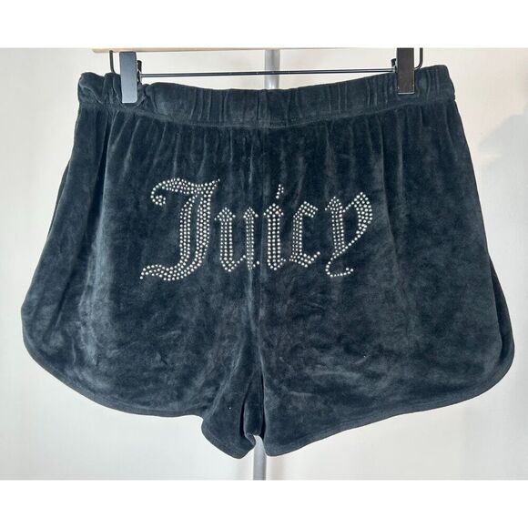 Juicy Couture Other - Juicy Couture Velour Women’s XL Rhinestone BIG BLING Black Sleep Shorts